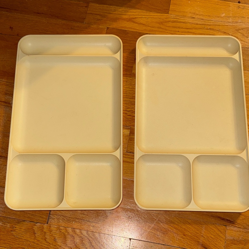 2 Vintage Sectioned Tupperware Dining Serving Plates
